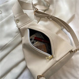 Retro Solid Backpack PU Leather Shoulder Underarm Bag Casual Women Hobos Handbag