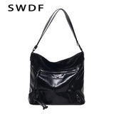 Retro PU Leather Shoulder Bag High Capacity Women Crossbody Tote