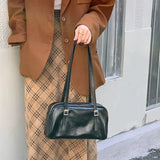 Retro Solid Casual PU Leather Shoulder Handbag