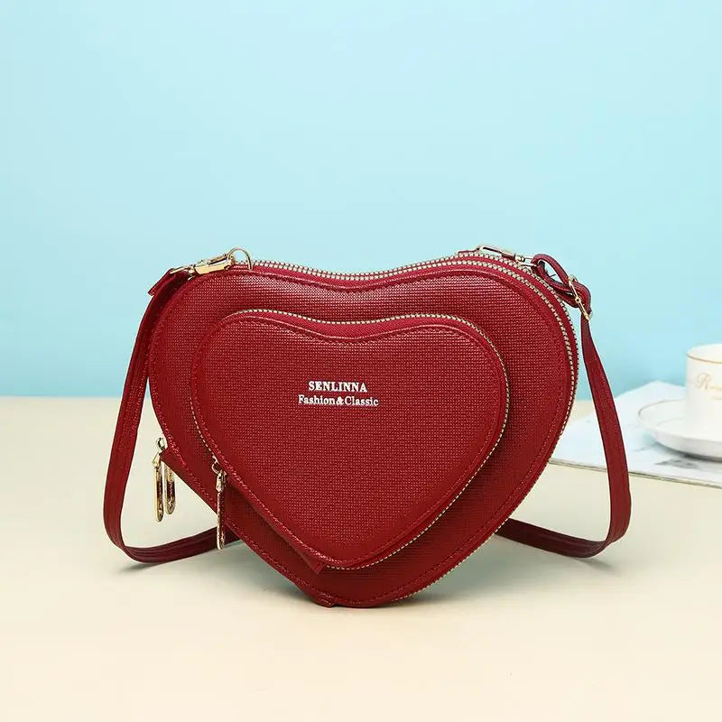 Women's Heart-shaped Shoulder Messenger Bag All-match Casual Phone Bag