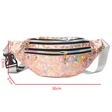 Women's Holographic Waist Bag Phone Wallet Silver Sequin Belt Bag