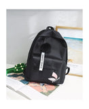 Embroidered Canvas Leather Backpack Women's Large Capacity Schoolbag