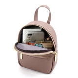 Women's PU Leather Backpack Solid Shoulder Bag Casual Large Capacity Mini