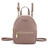 Women's PU Leather Backpack Solid Shoulder Bag Casual Large Capacity Mini