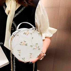Women's Lace Handbag Crossbody Bag Embroidered Round Bag