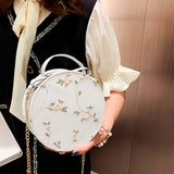 Women's Lace Handbag Crossbody Bag Embroidered Round Bag
