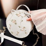 Women's Lace Handbag Crossbody Bag Embroidered Round Bag