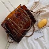 Women's Large-Capacity Handbag Work Bag Red Brown Shoulder Bag