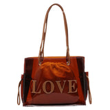 Women's Large-Capacity Handbag Work Bag Red Brown Shoulder Bag