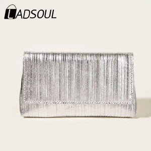 Metallic Evening Bag Women's Clutch Solid Shoulder Messenger Ladies