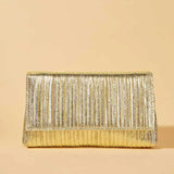 Metallic Evening Bag Women's Clutch Solid Shoulder Messenger Ladies