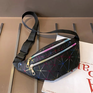 Geometric Holographic Waist Bag Phone Wallet Purse High PU Leather