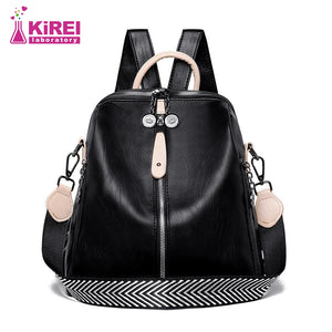 Women's Soft Leather Backpack - Large Capacity Travel Single Shoulder Backpack