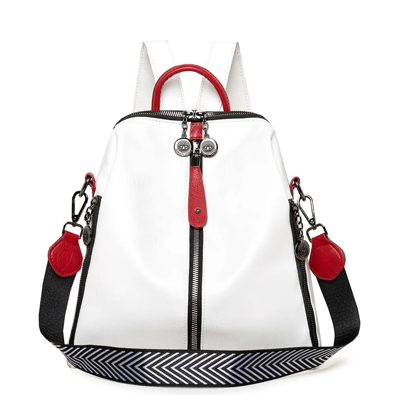 Women's Soft Leather Backpack - Large Capacity Travel Single Shoulder Backpack