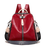 Women's Soft Leather Backpack - Large Capacity Travel Single Shoulder Backpack