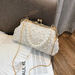 Women's Beaded Handbag Rivet Chain Crossbody Bag Shoulder Bag