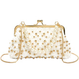 Women's Beaded Handbag Rivet Chain Crossbody Bag Shoulder Bag