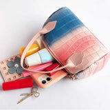 Women's PU Gradient Handbag Female Contrast Shoulder Messenger Bag