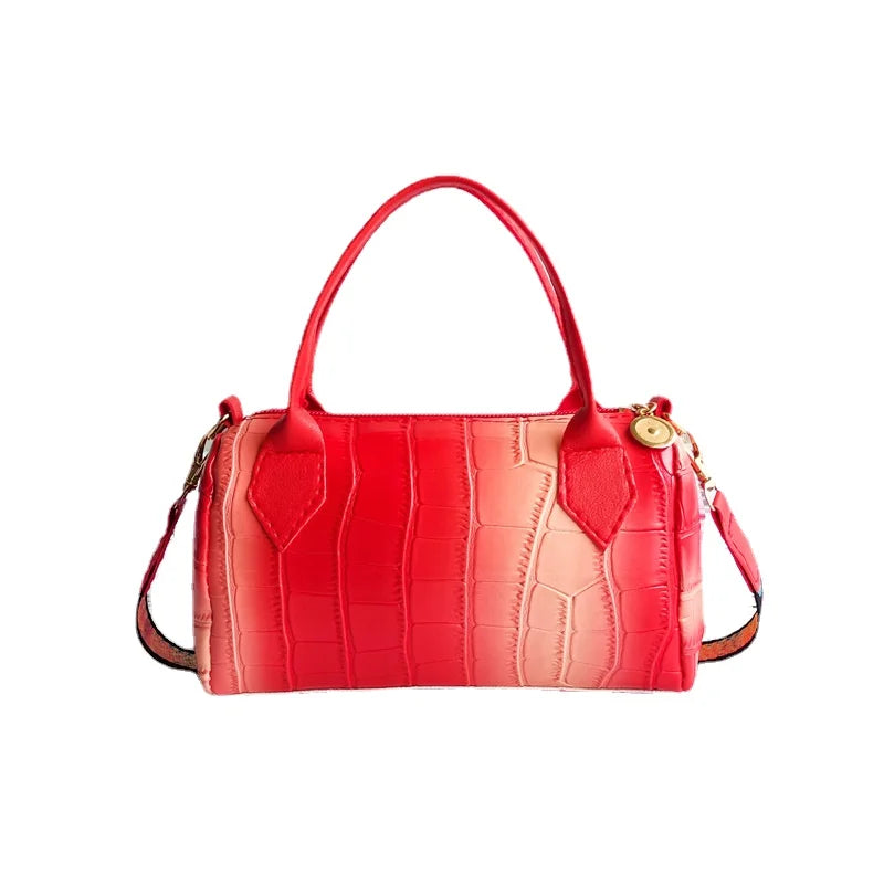 Women's PU Gradient Handbag Female Contrast Shoulder Messenger Bag