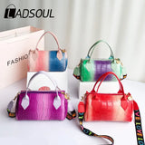 Women's PU Gradient Handbag Female Contrast Shoulder Messenger Bag
