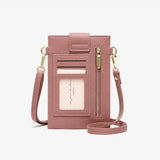 Women's PU Leather Mobile Phone Bag Solid Shoulder Messenger Bag