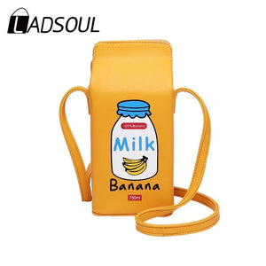 Women's PU Mobile Phone Bag Shoulder Crossbody Bag Fruit Cosmetic Bag