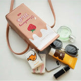 Women's PU Mobile Phone Bag Shoulder Crossbody Bag Fruit Cosmetic Bag
