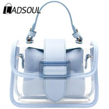 Women's PVC Transparent Handbag Female Sweet Solid Shoulder Crossbody Bag