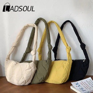 Women's Pleated Underarm Bag Retro Solid Shoulder Messenger Bag