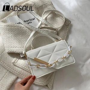 Women's Retro Rhombus Handbag Solid Chain Shoulder Messenger Bag