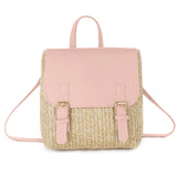 Women's Small Straw Backpack Vintage Casual Daypack Girls Shoulder Bag