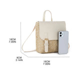 Women's Small Straw Backpack Vintage Casual Daypack Girls Shoulder Bag