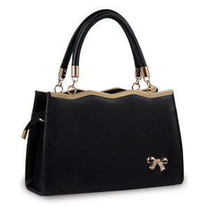 Women's Shoulder Bags PU Leather Bow Handbags Ladies Casual Large Capacity