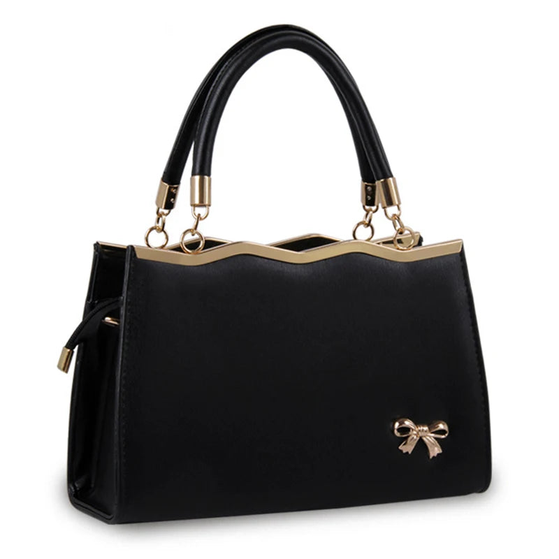 Women's Shoulder Bags PU Leather Bow Handbags Ladies Casual Large Capacity