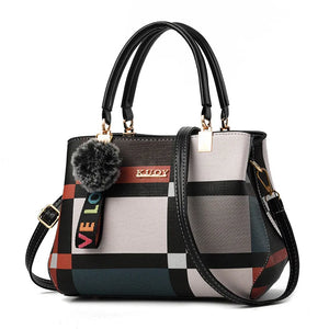 Women's Checkered One Shoulder Messenger Bag Texture Work Handbag