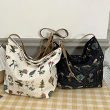 Embroidered Retro Nylon Shoulder Bag Large Capacity