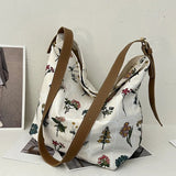 Embroidered Retro Nylon Shoulder Bag Large Capacity