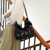 Embroidered Retro Nylon Shoulder Bag Large Capacity