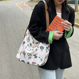 Embroidered Retro Nylon Shoulder Bag Large Capacity