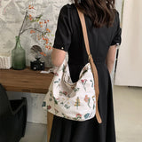 Embroidered Retro Nylon Shoulder Bag Large Capacity