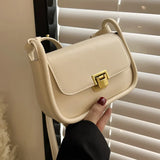 Women's Single Shoulder Bag with Buckle Casual Solid PU Messenger Bag
