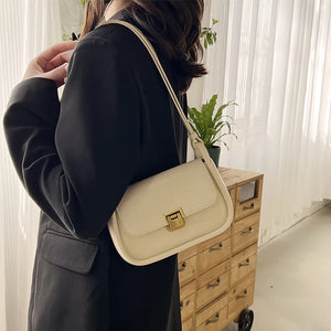 Women's Single Shoulder Bag with Buckle Casual Solid PU Messenger Bag