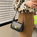 Women's Single Shoulder Bag with Buckle Casual Solid PU Messenger Bag