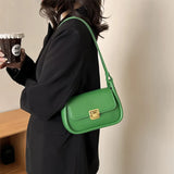 Women's Single Shoulder Bag with Buckle Casual Solid PU Messenger Bag