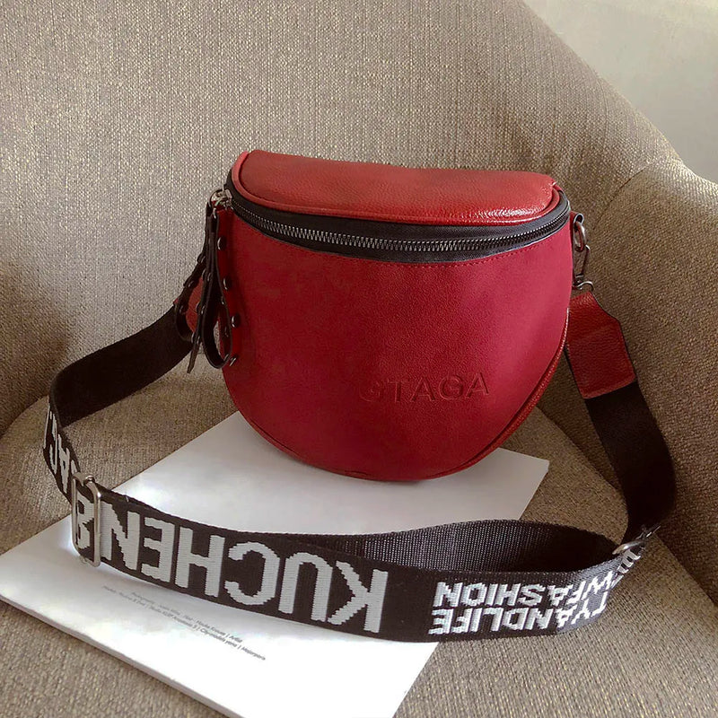 Women's Small Messenger Bag Lady Shoulder Bag Crossbody Tote Semicircle Saddle