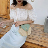 Women's Straw Tassel Shoulder Messenger Beach Bag