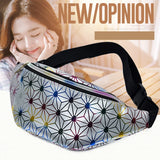 Personalized Roll PU Leather Flashing Lattice Waist Bag