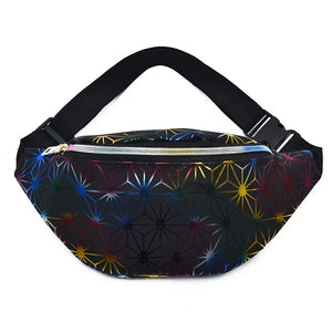 Personalized Roll PU Leather Flashing Lattice Waist Bag