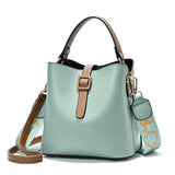 Women's Wide Shoulder Strap Crossbody Bucket Bag Versatile High Shoulder Handbag