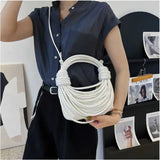 Women's Wire Bundle Braided Handbag Shoulder Messenger Bag